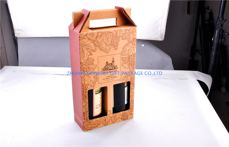 定制高级红酒专用牛皮纸盒葡萄酒盒酒品包装盒 工厂直销 MOQ1000